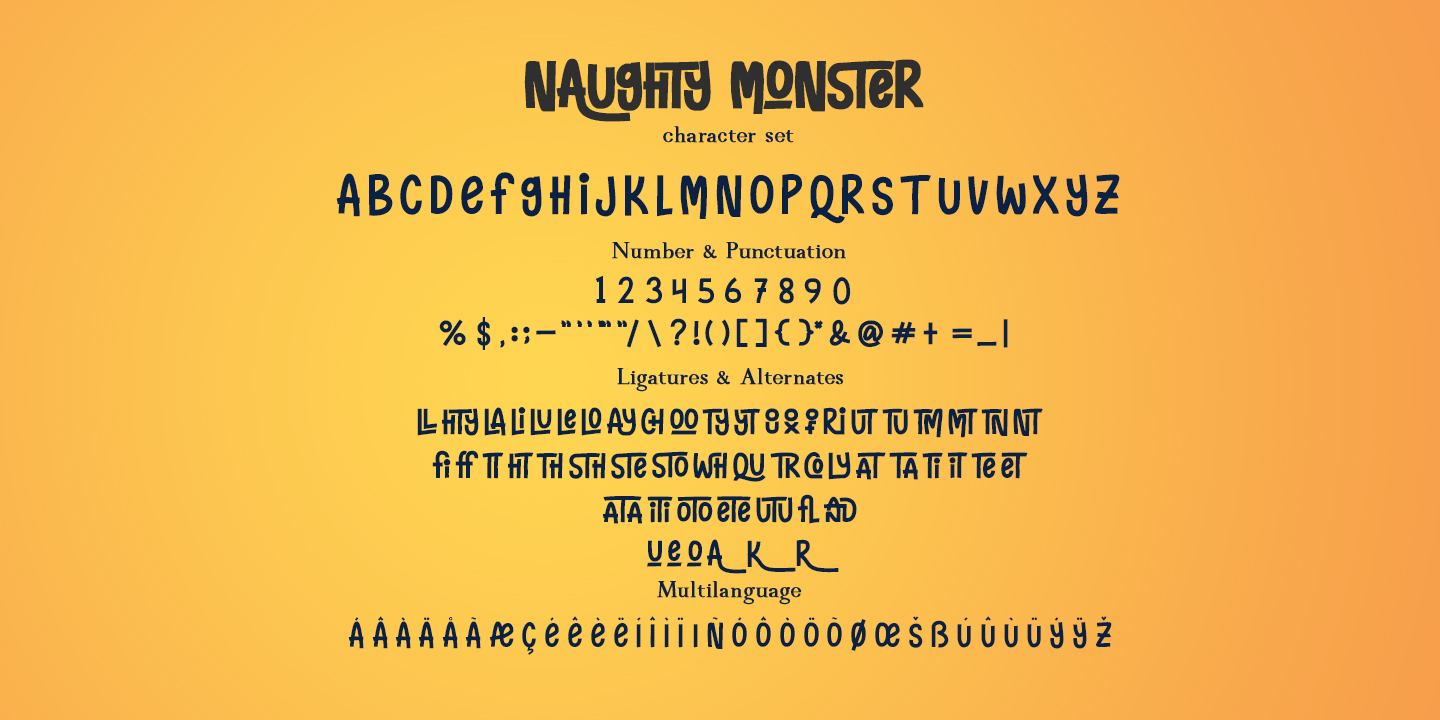 Beispiel einer Naughty Monster Rounded-Schriftart